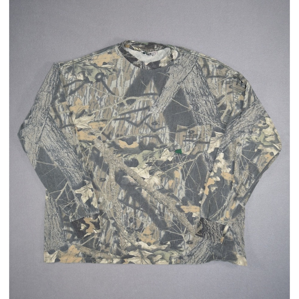 Vintage Mossy Oak T Shirt Mens 2XL Break Up Camouflage Long Sleeve Crewneck USA
